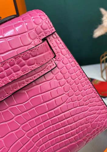 Tiger Lyly Garbo Croc Cowhide Leather Bag Hot Pink 9