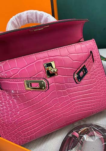 Tiger Lyly Garbo Croc Cowhide Leather Bag Hot Pink 9