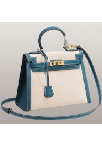 Tiger Lyly Garbo Leather With Canvas Bag Blue