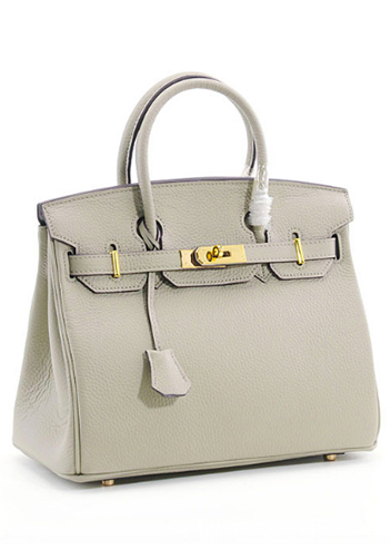 Tiger LyLy Brigitte Large Cowhide Leather Light Grey Gold Hardware