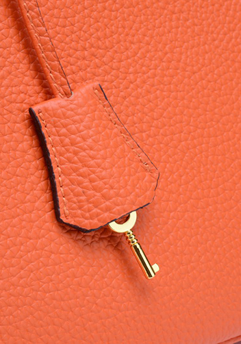 Tiger LyLy Brigitte Large Cowhide Leather Orange Gold Hardware