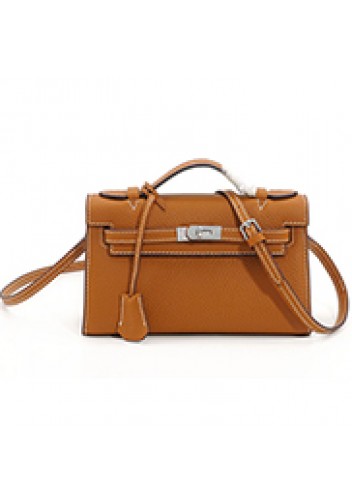 Tiger Lyly Garbo Litchi Leather Bag 9 Camel