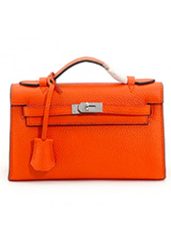 Tiger Lyly Garbo Litchi Leather Bag 9 Orange