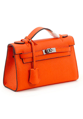 Tiger Lyly Garbo Litchi Leather Bag 9 Orange