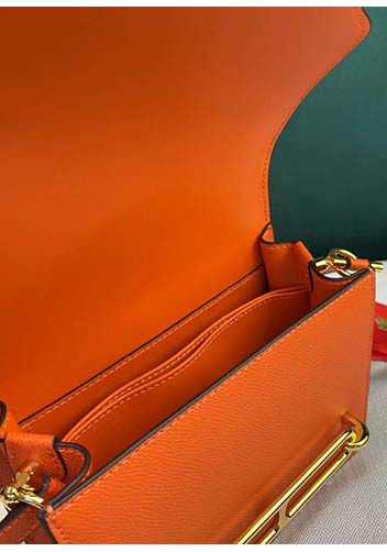 Tiger LyLy Zoe Palmprint Leather Shoulder Bag Orange