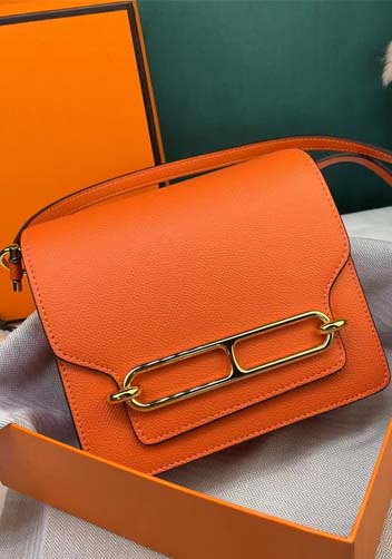 Tiger LyLy Zoe Palmprint Leather Shoulder Bag Orange